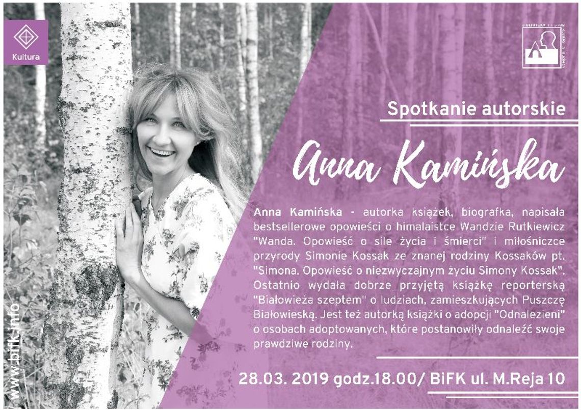 Spotkanie autorskie z Anną Kamińską - autorką biografii Simony Kossak i Wandy Rutkiewicz