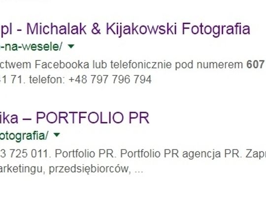 Ten sam nr telefonu prowadzi do firm pani wiceburmistrz i Grzegorza Kijakowskiego, który wystawił dla ratusza fakturę na 3.075 zł za "działania promocyjne na portalu"