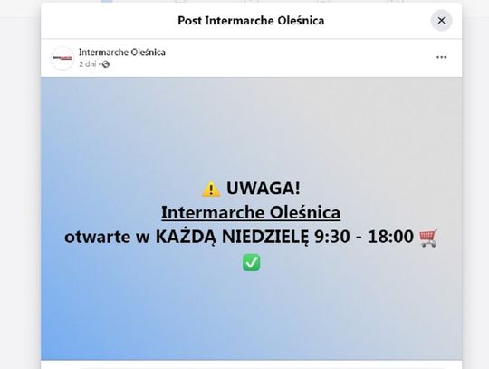 Oleśnicki supermarket będzie otwarty w każdą niedzielę