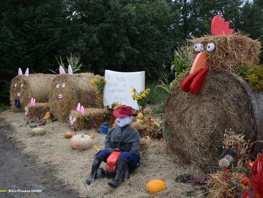 Gości dożynek witają specjalne instalacje