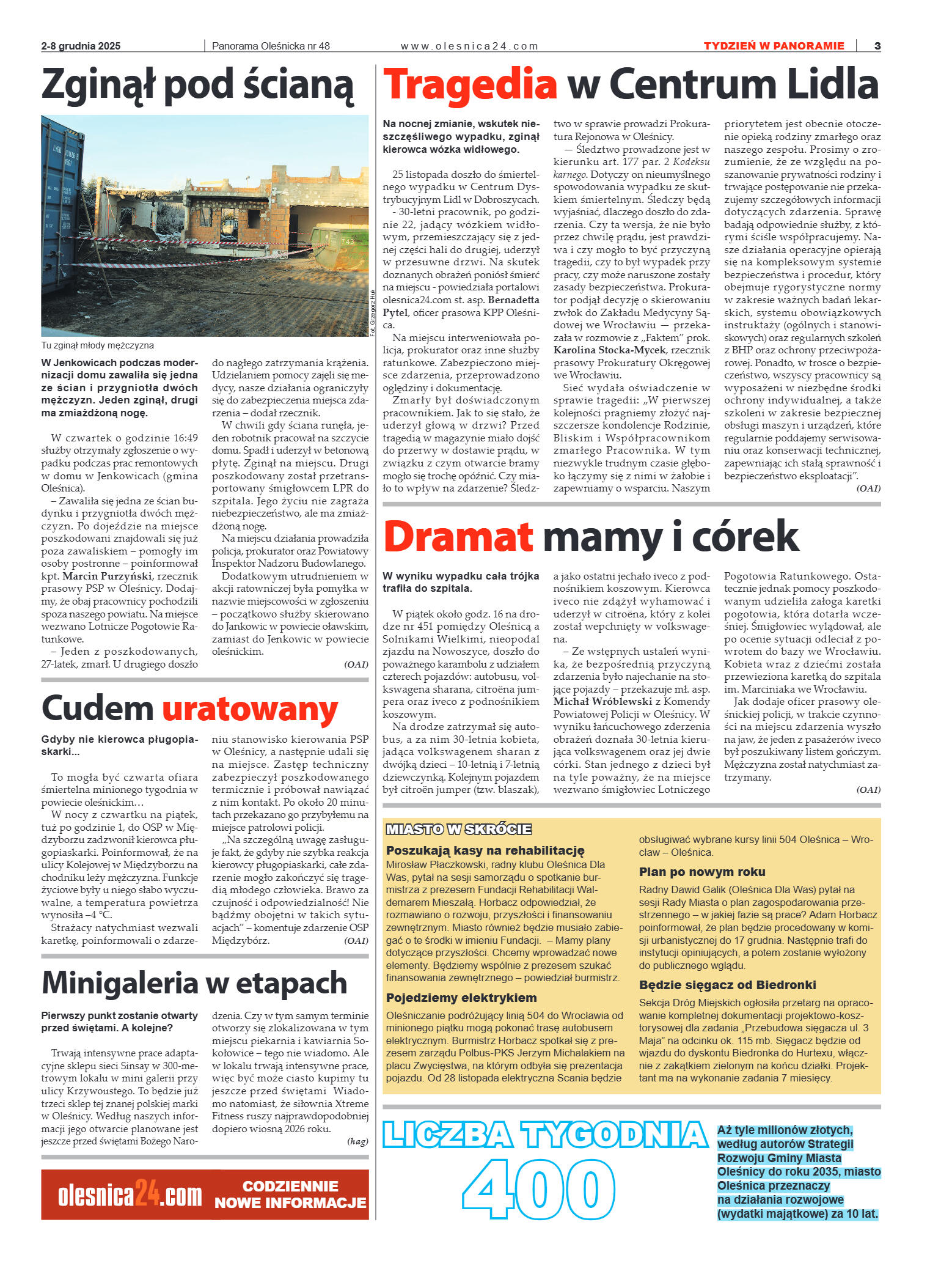 Panorama Oleśnicka nr 48 z 2 grudnia 2025 - strona 3