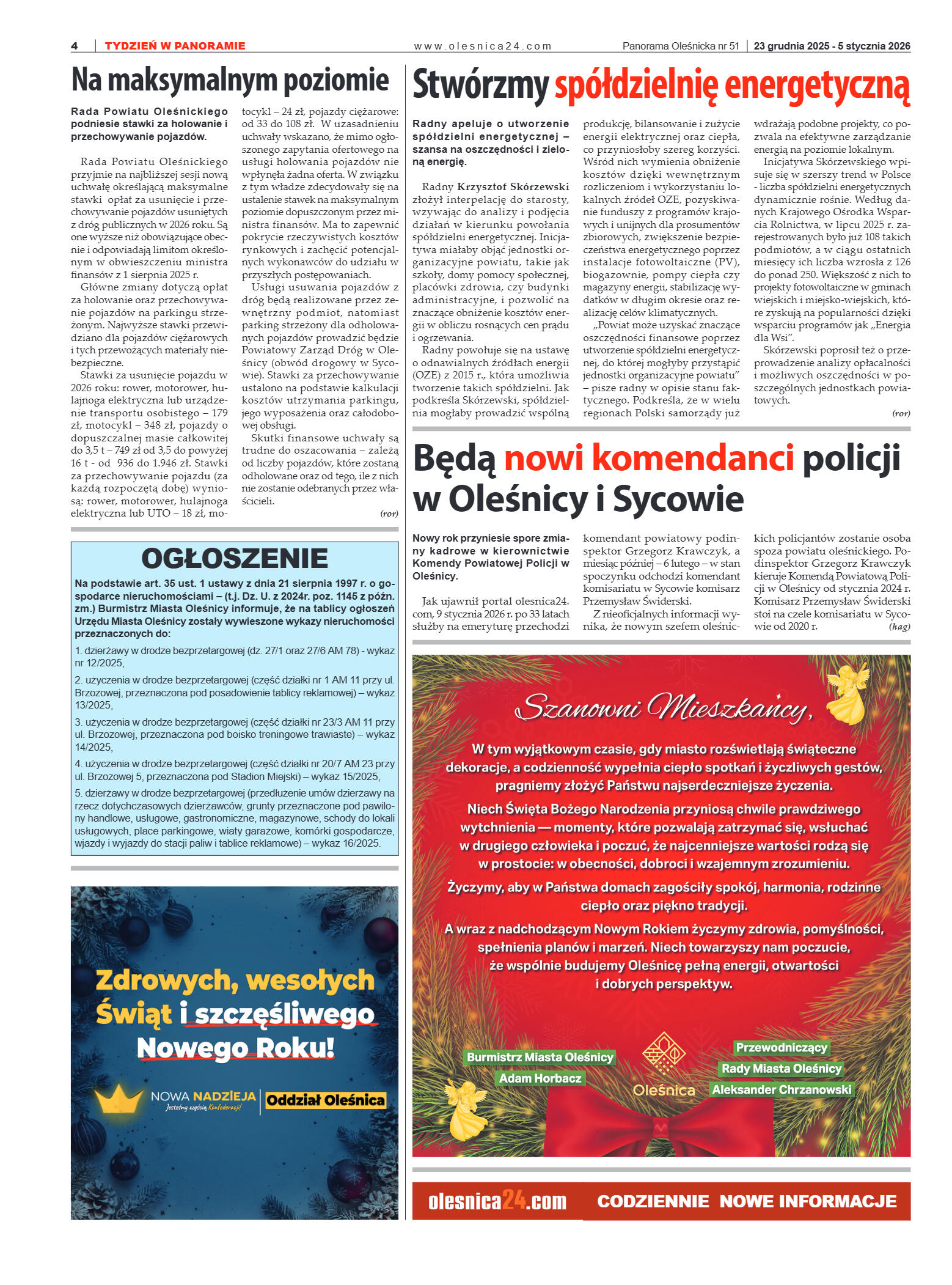 Panorama Oleśnicka nr 51 z 23 grudnia 2025 - strona 4