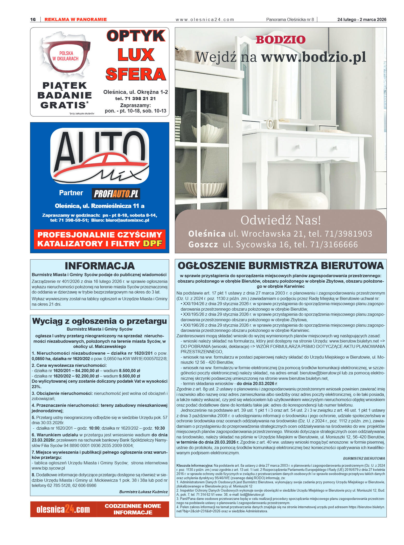 Panorama Oleśnicka nr 8 z 24 lutego 2026 - strona 16
