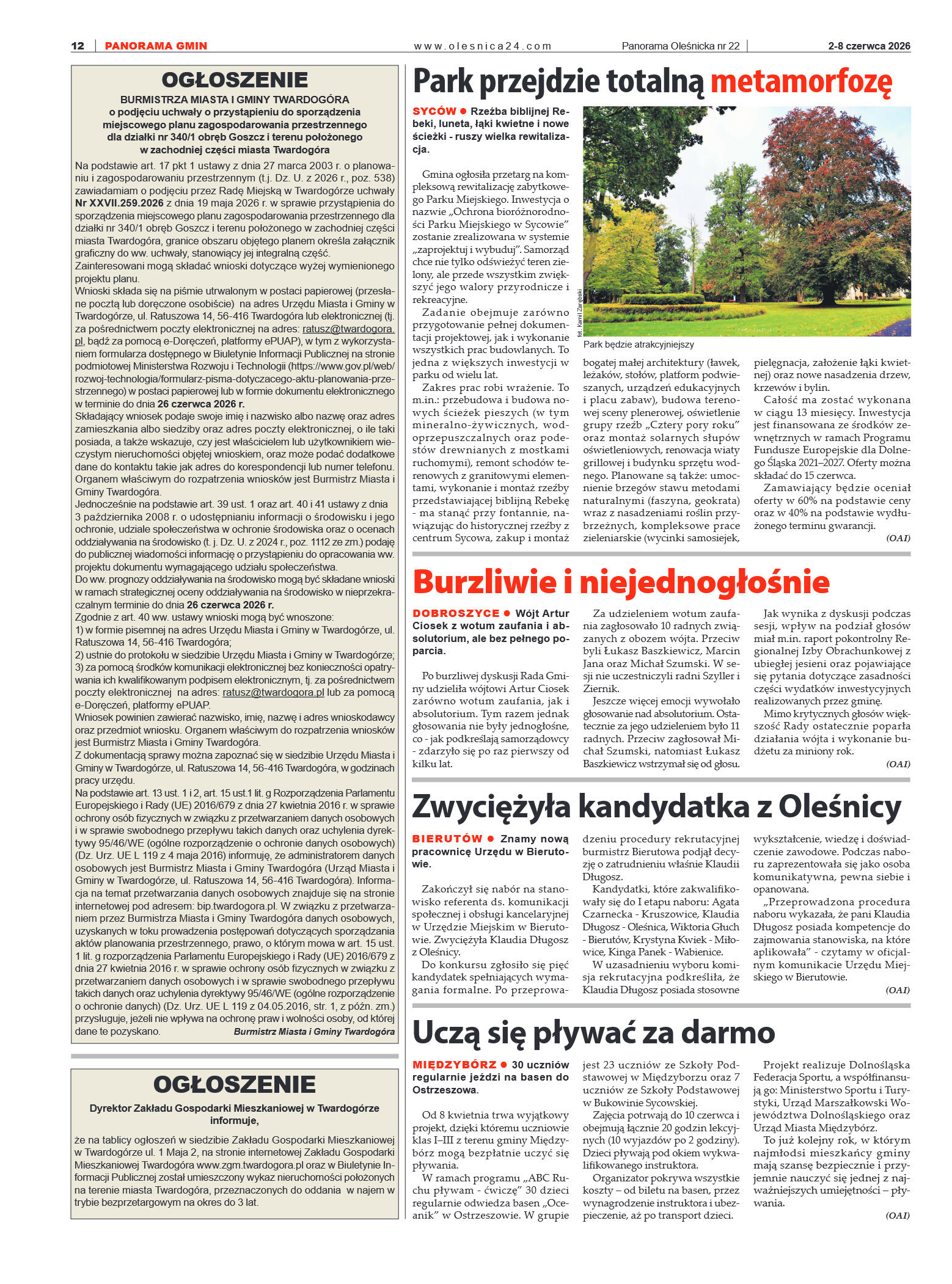 Panorama Oleśnicka nr 22 z 2 czerwca 2026 - strona 12