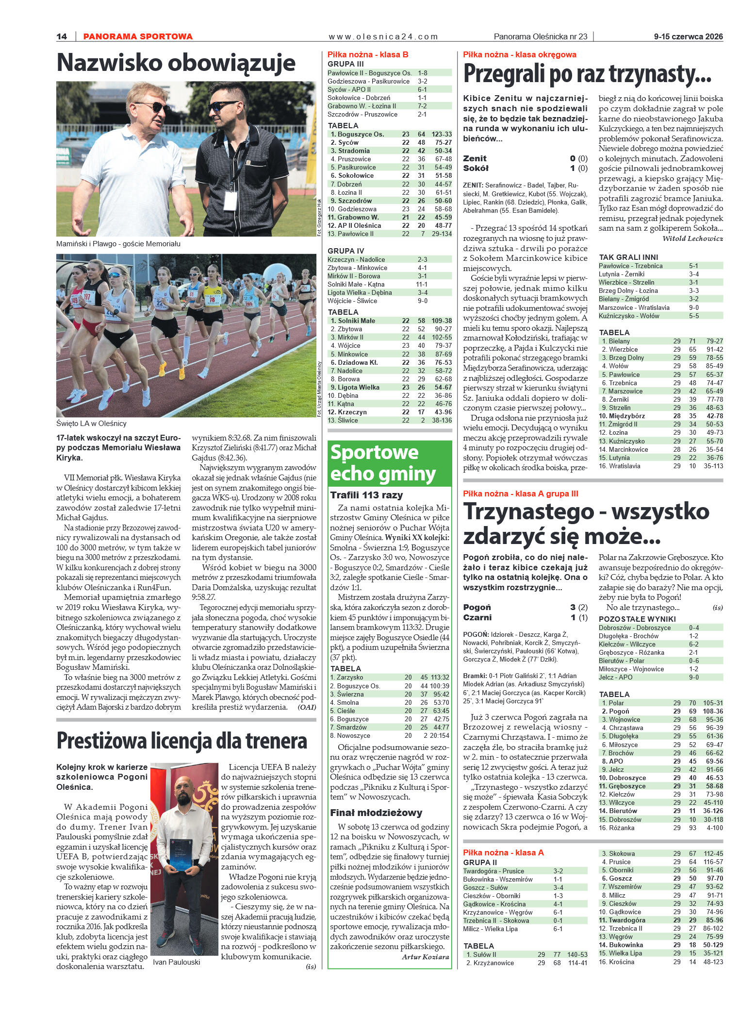 Panorama Oleśnicka nr 23 z 9 czerwca 2026 - strona 14
