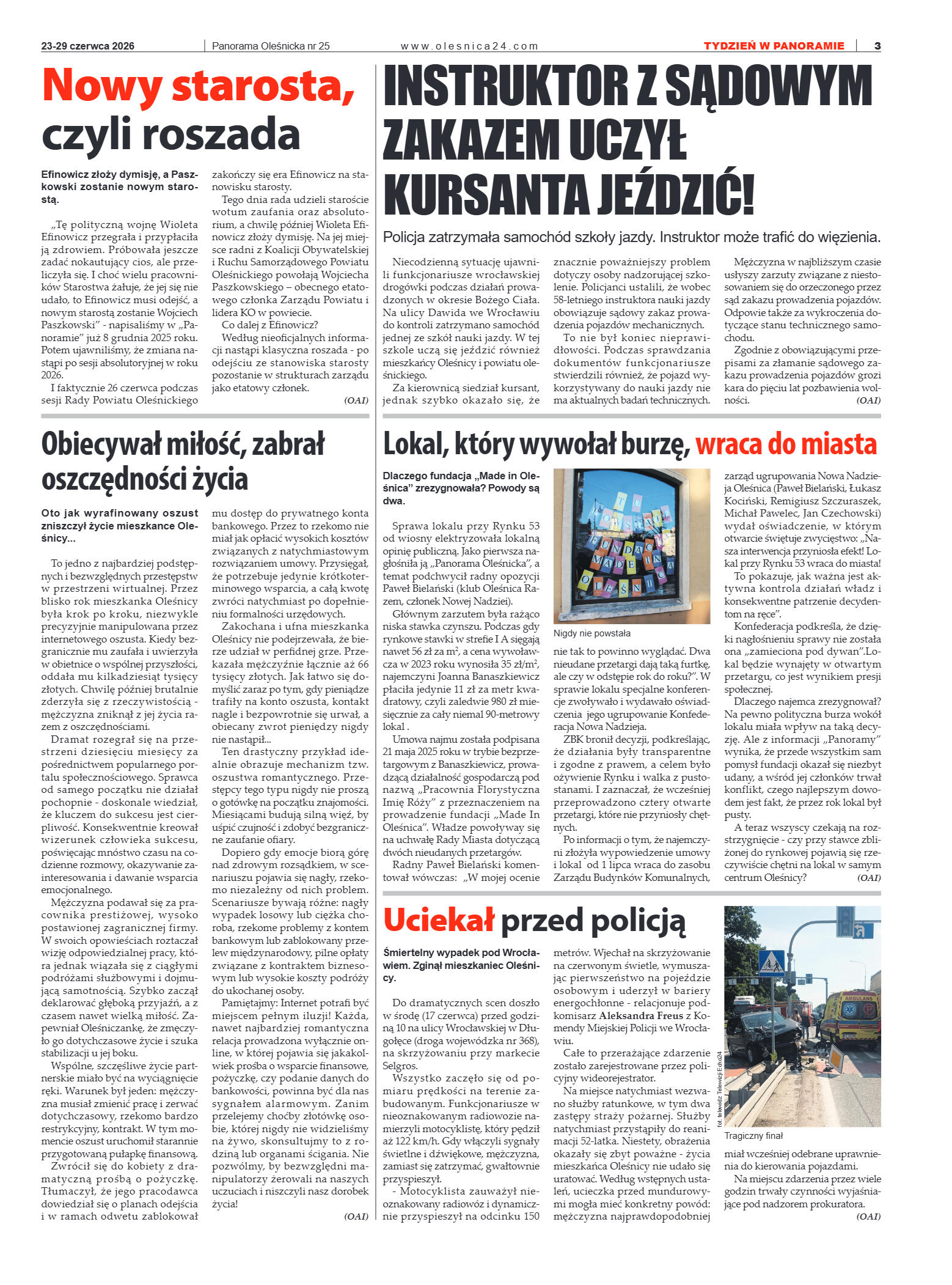 Panorama Oleśnicka nr 25 z 23 czerwca 2026 - strona 3