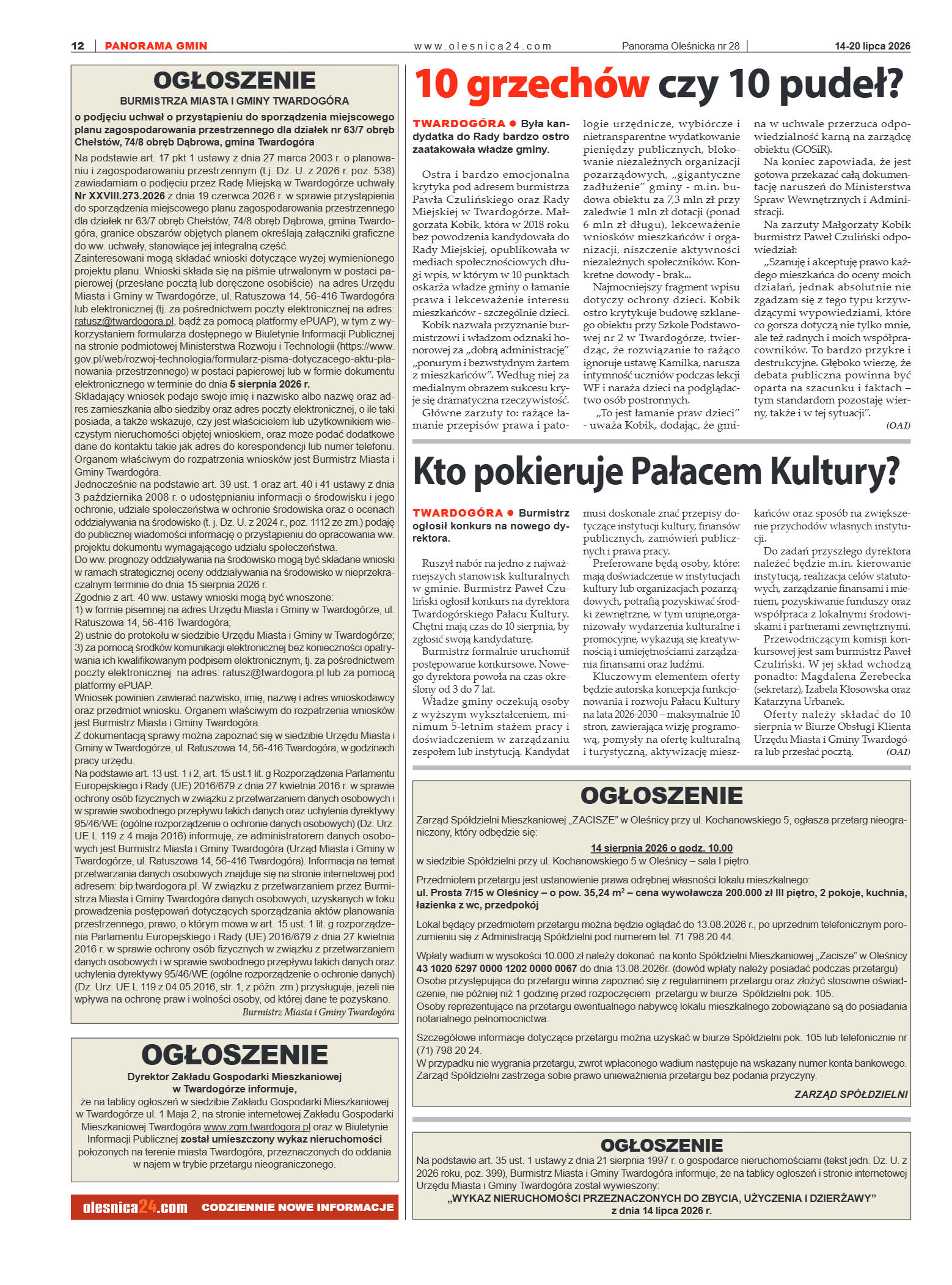 Panorama Oleśnicka nr 28 z 14 lipca 2026 - strona 12