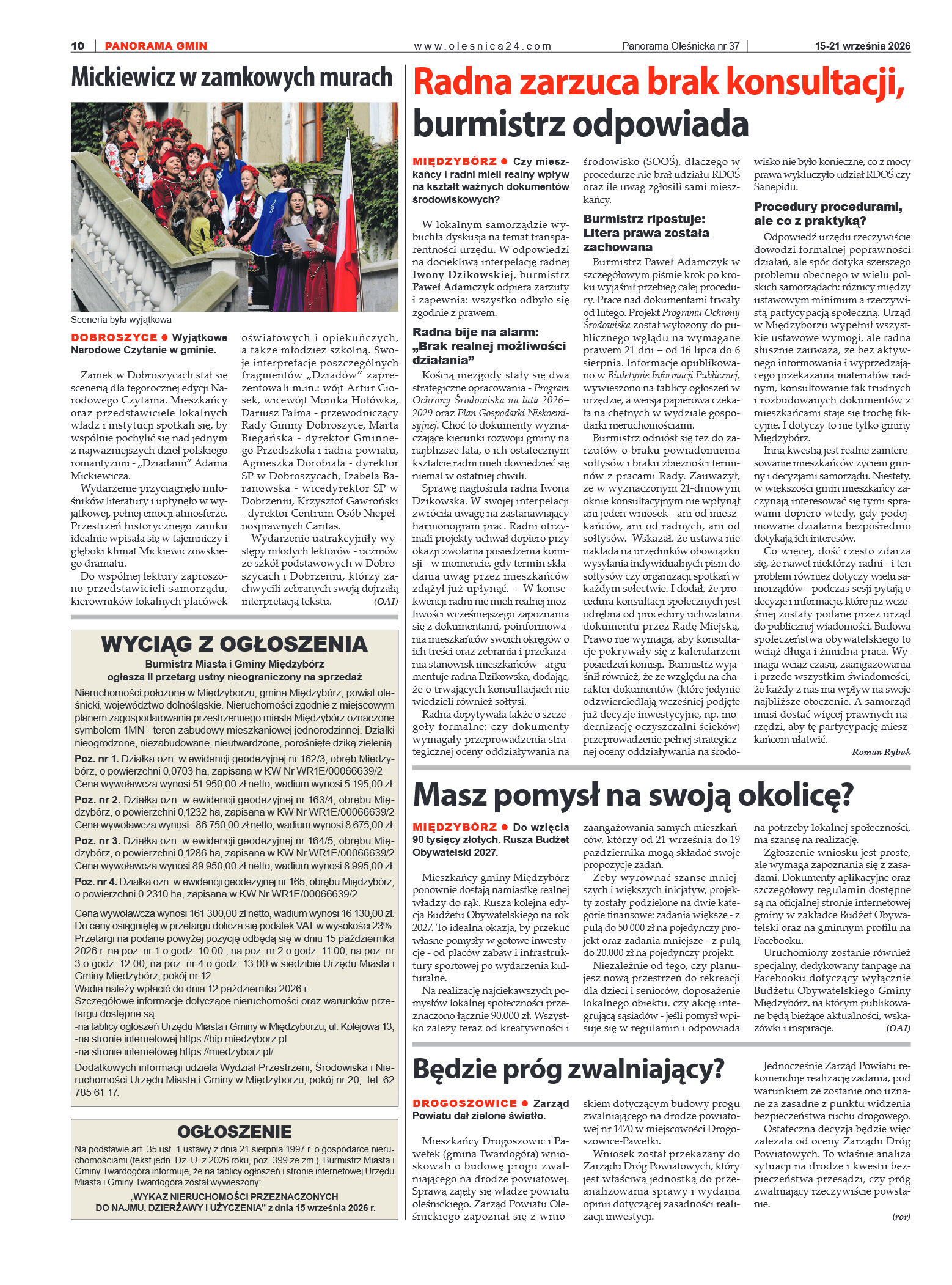 Panorama Oleśnicka nr 37 z 15 września 2026 - strona 10