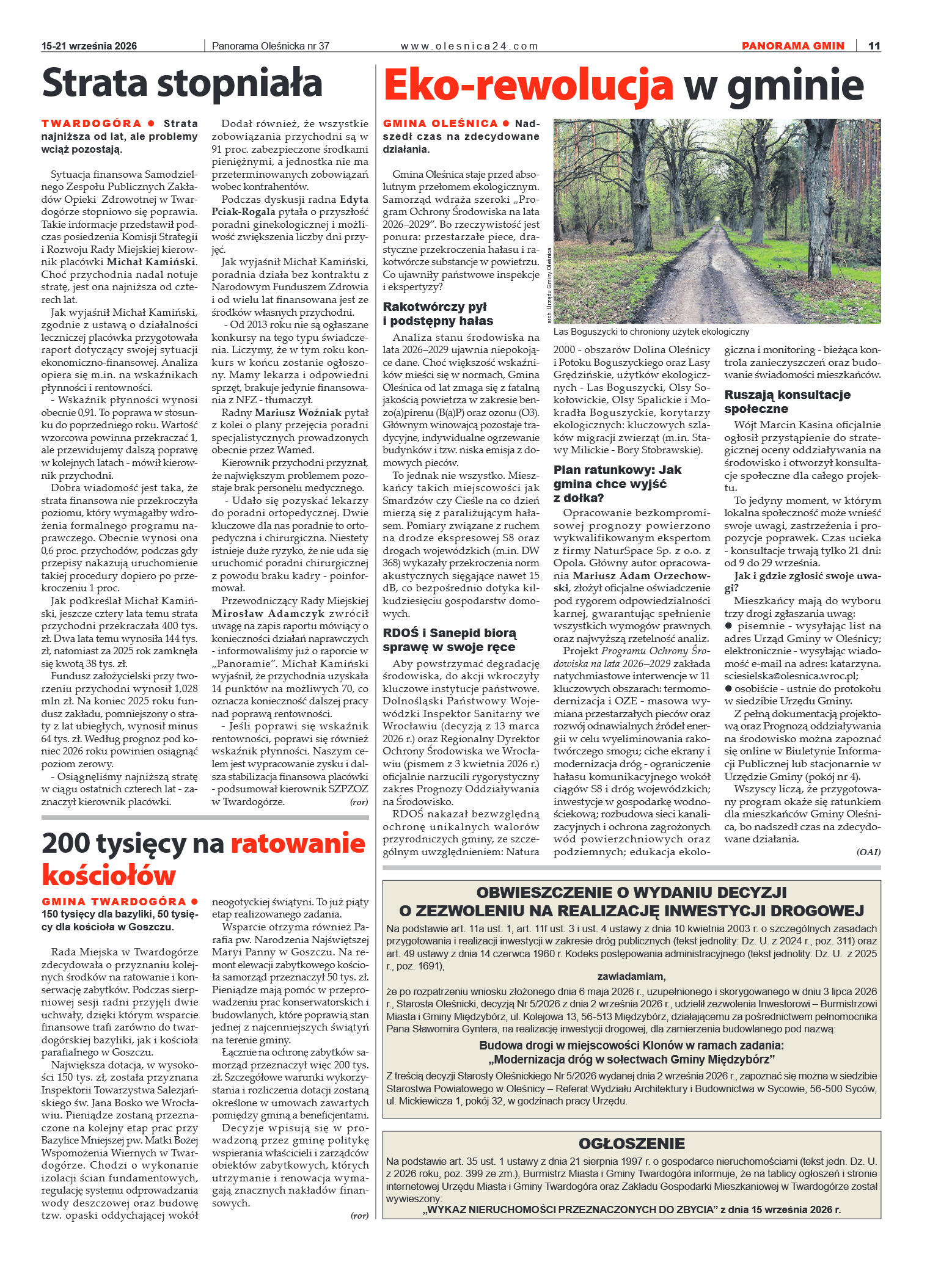 Panorama Oleśnicka nr 37 z 15 września 2026 - strona 11