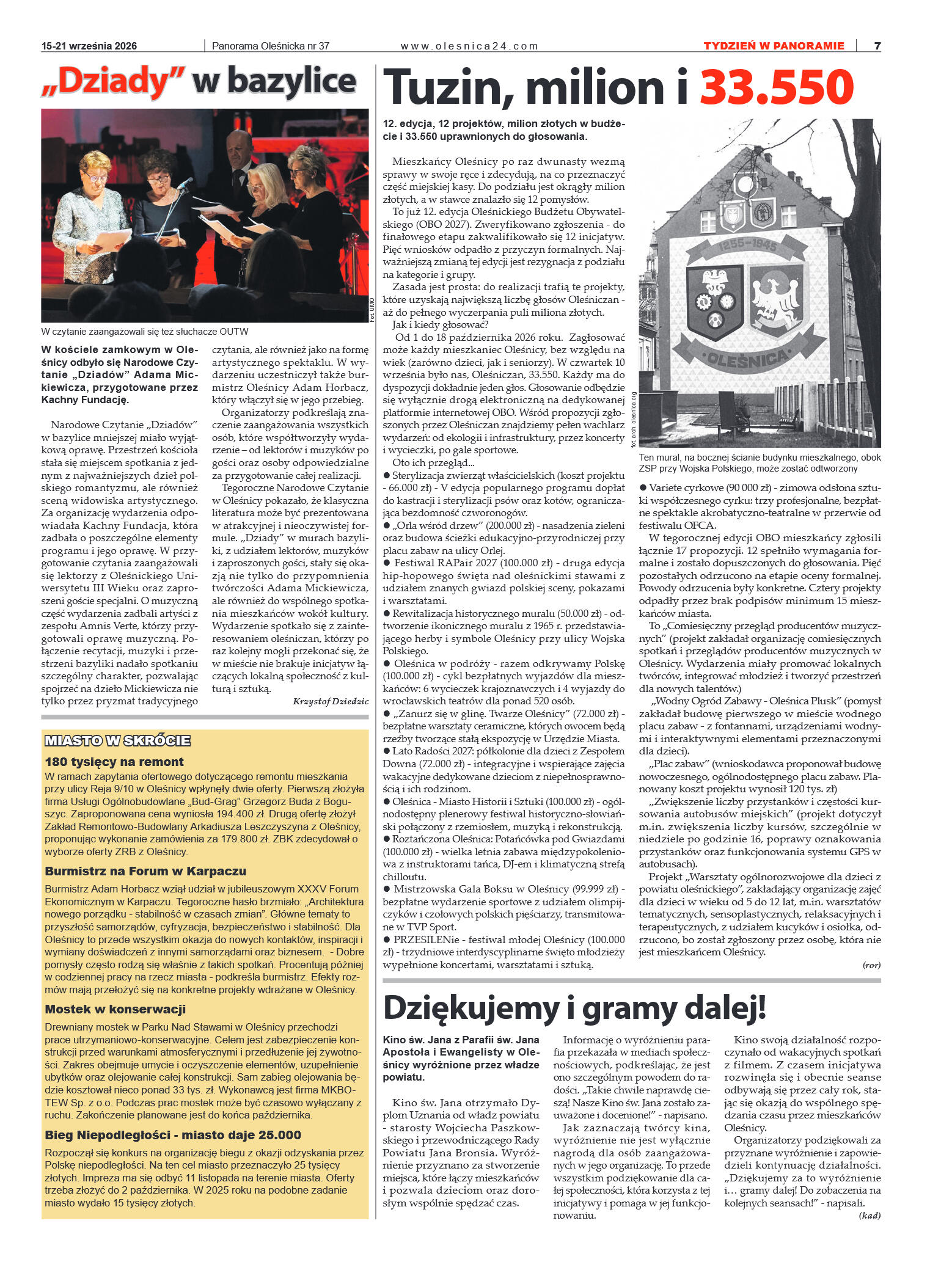 Panorama Oleśnicka nr 37 z 15 września 2026 - strona 7