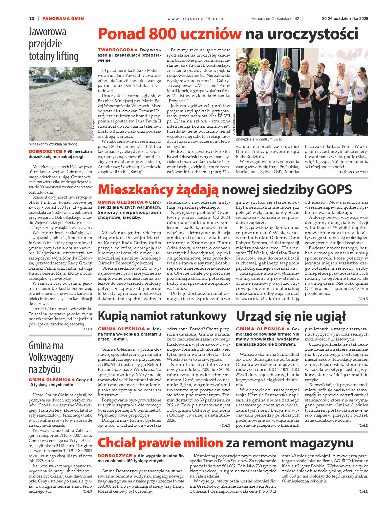 Panorama Oleśnicka nr 42 z 20 października 2026 - strona 12