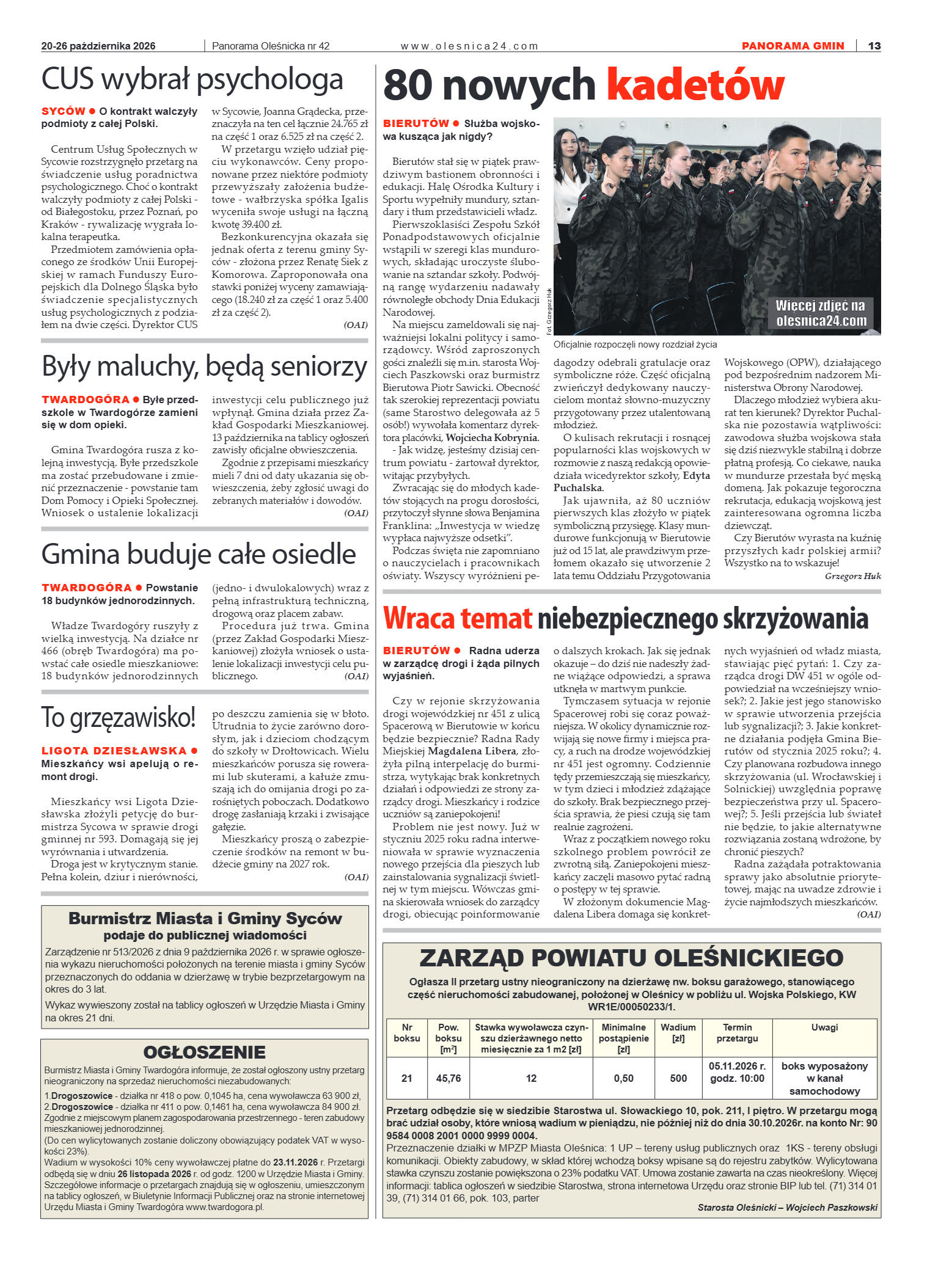 Panorama Oleśnicka nr 42 z 20 października 2026 - strona 13