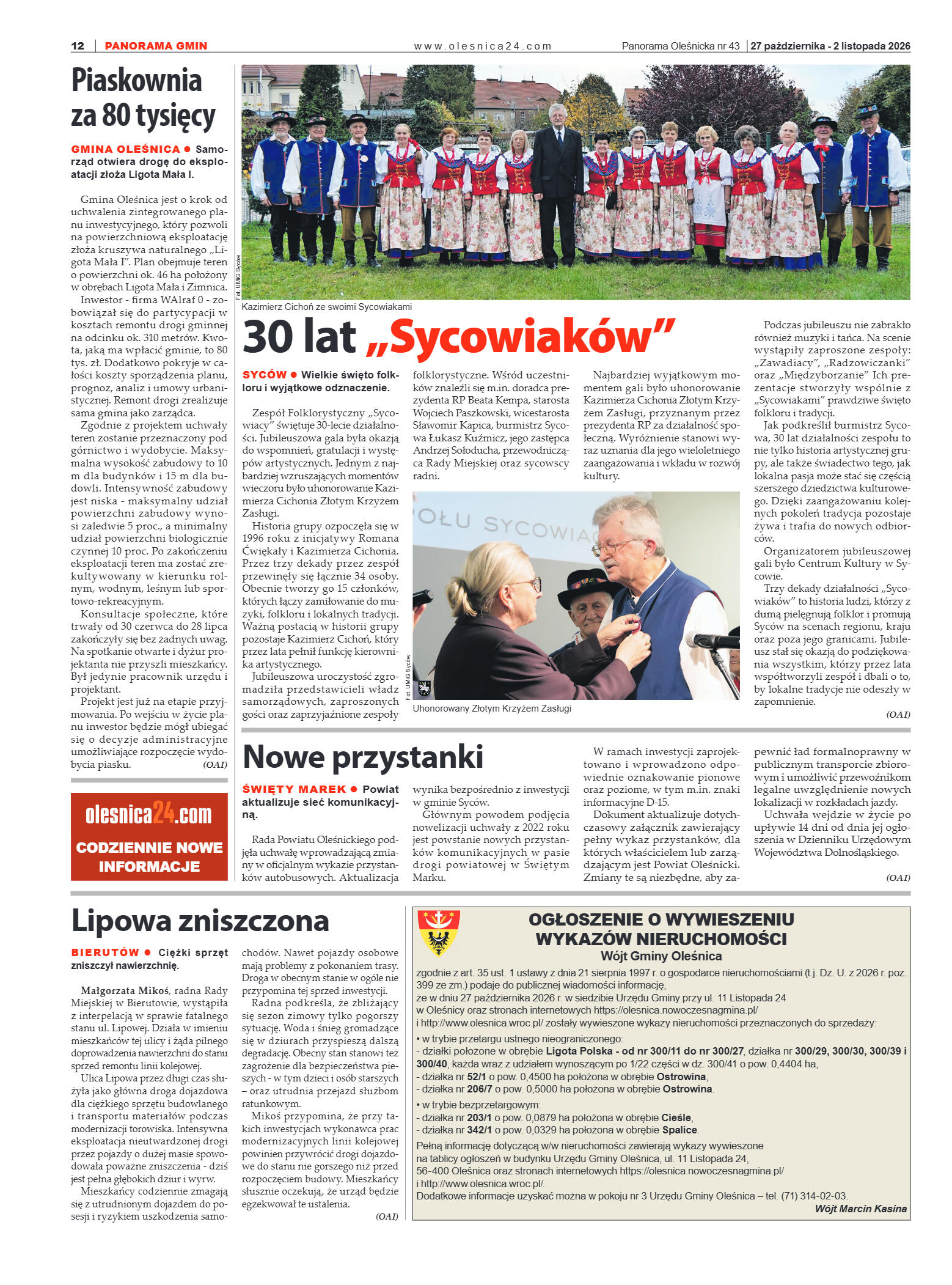 Panorama Oleśnicka nr 43 z 27 październik 2026 - strona 12