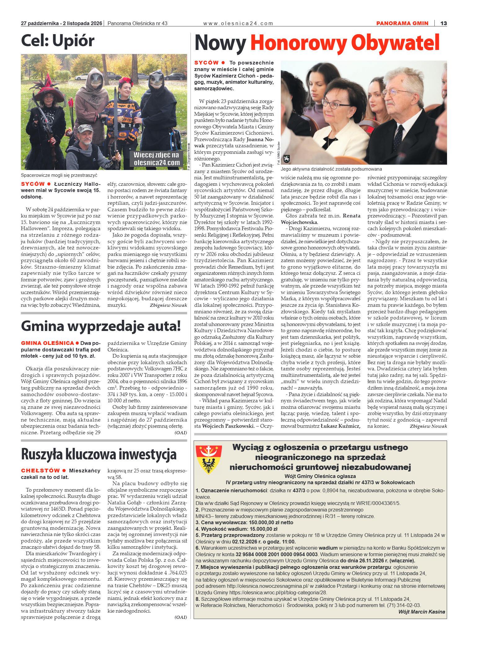Panorama Oleśnicka nr 43 z 27 październik 2026 - strona 13