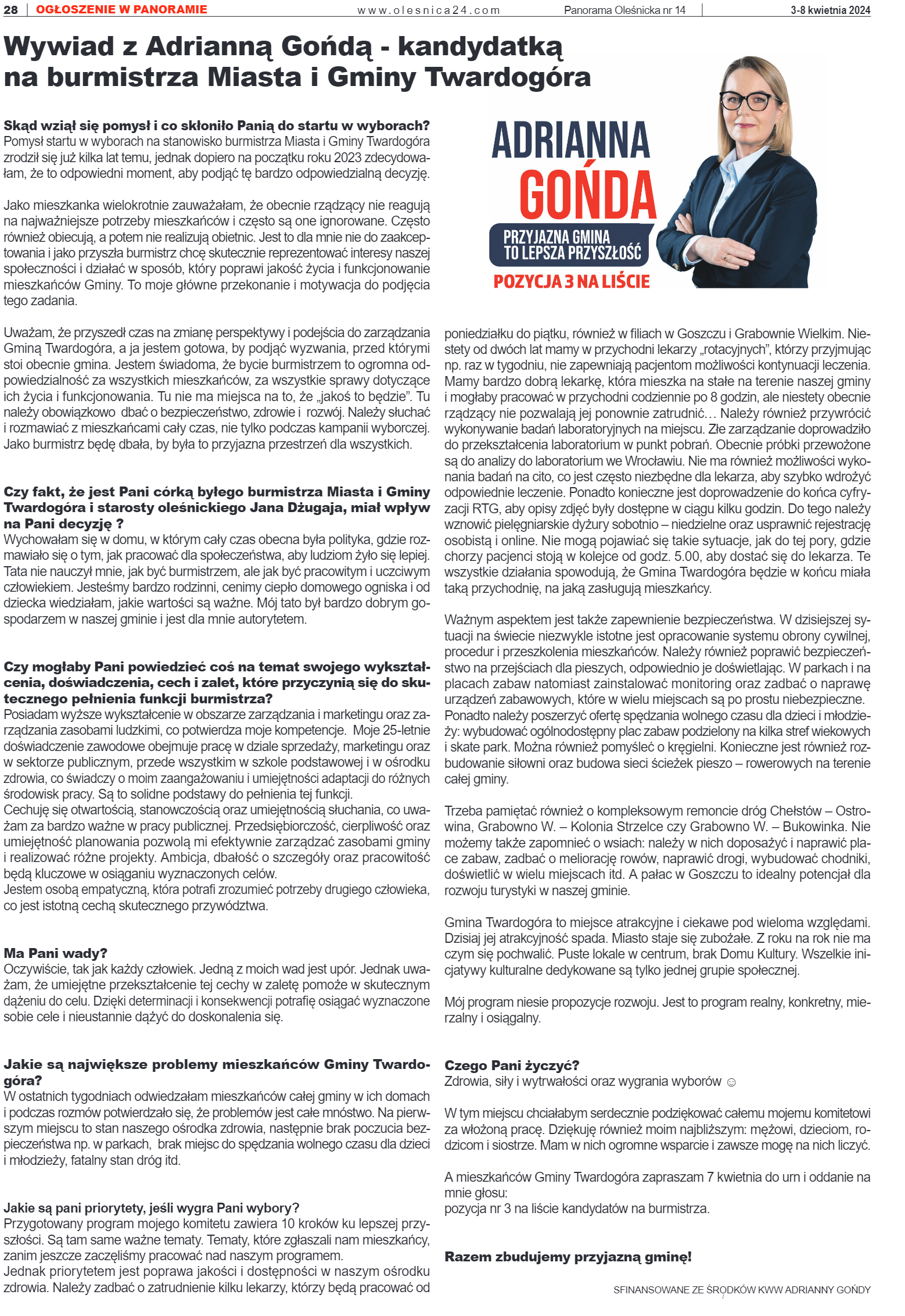 Panorama Oleśnicka nr 14 z 03 kwietnia 2024 - strona 28