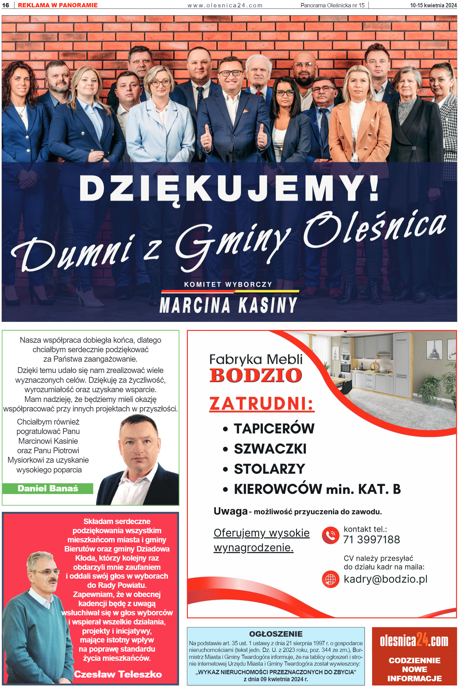 Panorama Oleśnicka nr 15 z 10 kwietnia 2024 - strona 16